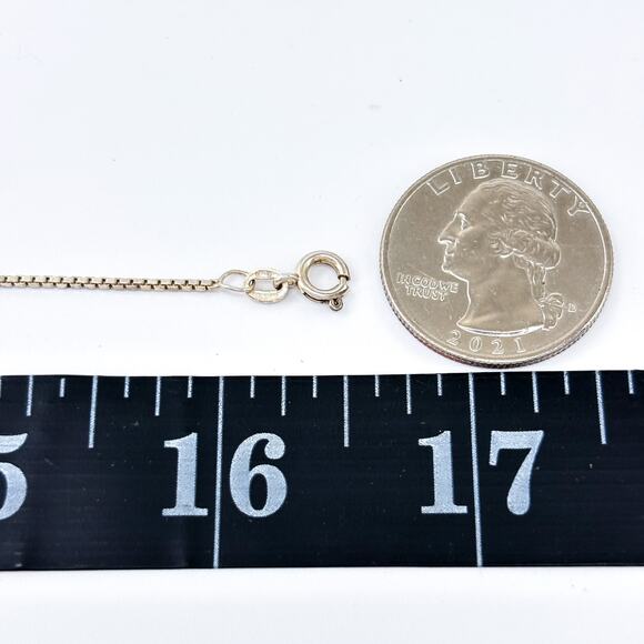 Vintage Sterling Silver 925 Box Chain Necklace 16.5" - Picture 2 of 3